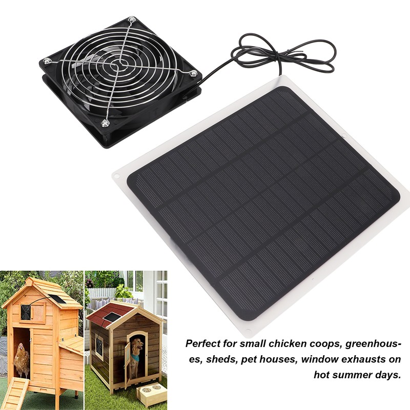 10W Solar Panel Fan Kit Waterproof Cooling Ventilator for Dog