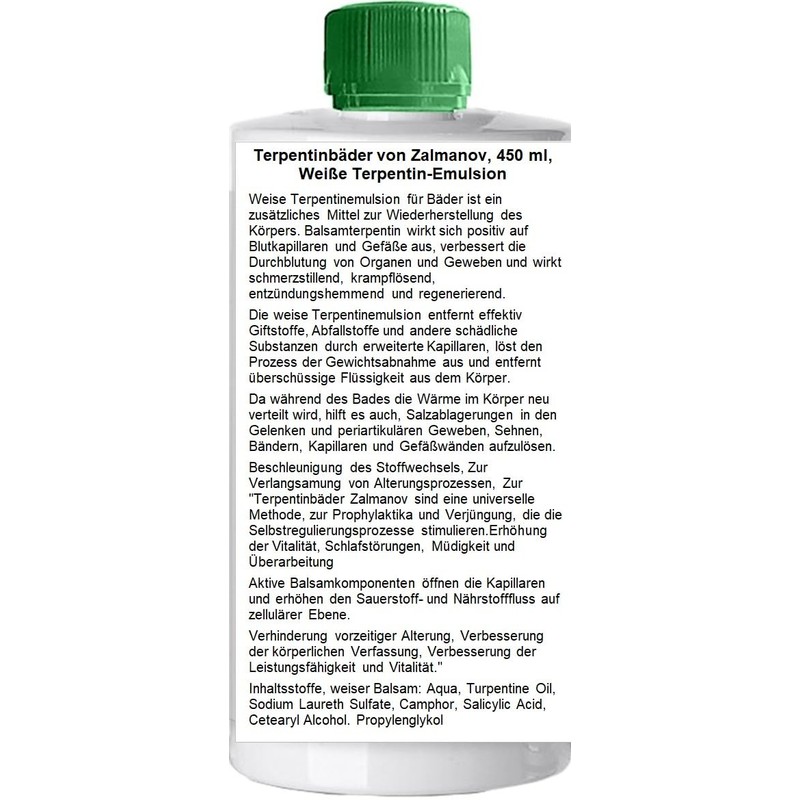 Zalmanov Turpentine Baths 450ml White Turpentine Emulsion