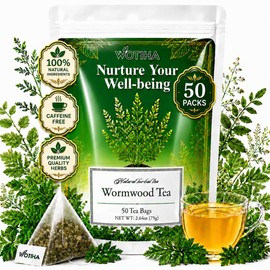WOTIHA Wormwood Tea Bags, Pure Bitter Herbal Tea, 2.64 oz - 100% Natural Traditional Leaf Blend - Non-GMO & Caffeine-Free Nighttime Brew
