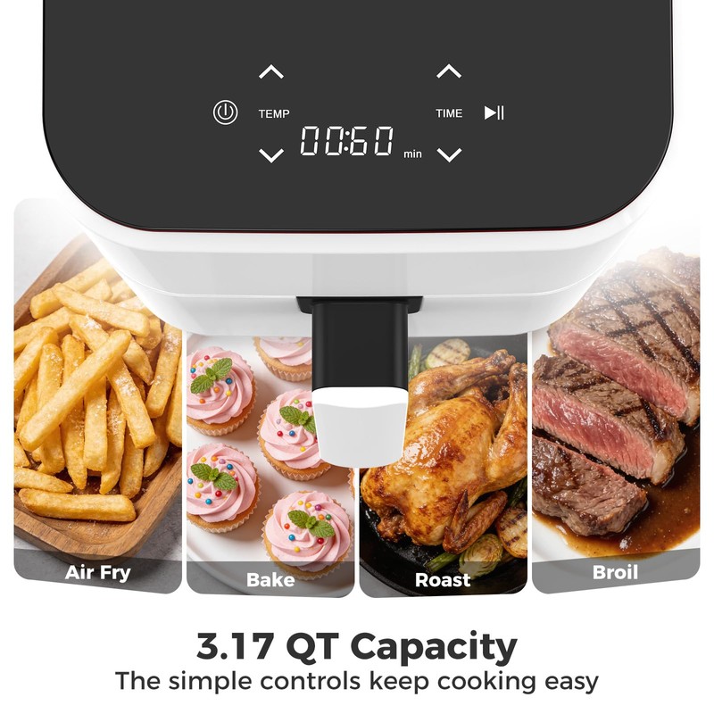 DUMOS 3 Qt Air Fryer, Compact Digital Airfryer with Auto