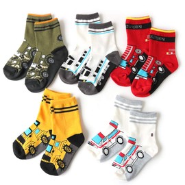 Socks, Kids, Boys, Vehicle, Front, Crew Socks, Set of 5 (15-19cm)