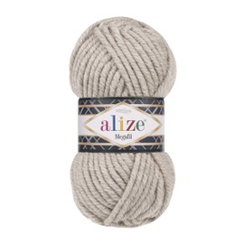 Alize Superlana Megafil Yarn Lot of 3 skeins, Each Skein 100 g 55 m, 75% Acrylic 25% Wool, SuperBulky Yarn - 152 Beige