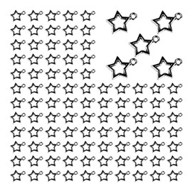 pson 100PCS 0.55Inch Mini Hollow Out Star Pendant Charms, Stainless Steel Double Sided Star Charms for Jewelry Making, Necklace, Bracelet, DIY, Crafts, Silver