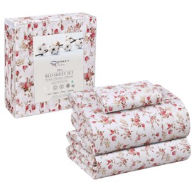 RUVANTI 100% Cotton Twin XL Sheet Sets, 3 Pieces, Soft & Breathable Percale Weave Bedding, Deep Pocket 16", Hotel Standard, Crisp Cool Feel, Durable, Perfect Size Floral Sheets, Bouquet