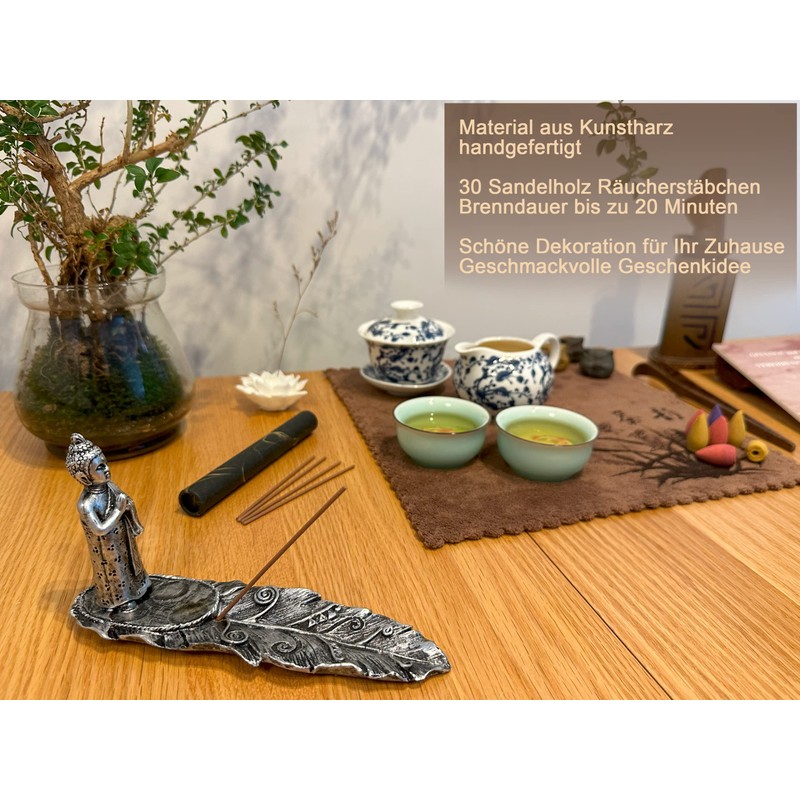 MFunke Buddha Incense Holder with 30 Incense Sticks for Aromatherapy