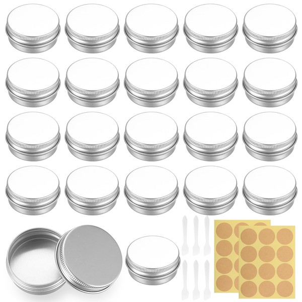 22 Pcs Aluminium Tin Jars with Screw Lids, 15ml Lip