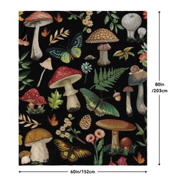 Mushroom Blanket Gifts for Women, Soft Cozy Fleece Flannel Mushroom Throw Blanket All-Season for Sofa Couch, Cottagecore Room Decor Blankets for Adults Teen 60"x80" Inches