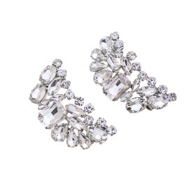 Ruihfas Fashion 2 Pcs Charming Women's Crystal Rhinestone Shoe Clips Double Buckles Shoes Decoration for Wedding Party, approx 6*3.5 cm / 2.36*1.37 inch, Stone, Rhinestone