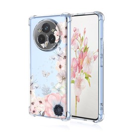 YUEQIAN Hülle für Realme 14 Pro 5G, Bunte Hübsch Blumen Cartoon Muster Clear Handyhülle, Transparent Ultradünn Weich TPU Bumper Stoßfest Mädchen Schutzhülle (Sakura)