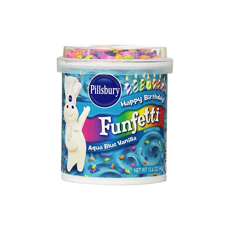 Pillsbury Vanilla Frosting, Funfetti Aqua Blue, 15.6 Ounce (Pack of
