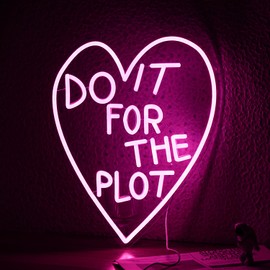 JLEWUINH Do It For The Plot Neon Sign Dimmable Pink Words Neon Light for Wall Decor USB Led Heart Neon Light Sign for Bedroom Living Room Wedding Party Bar Neon Sign
