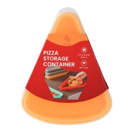 KEVJES 2-Pack Reusable Silicone Leftover Pizza Slice Storage Container with Air-tight Lids-BPA Free,Fits Single Slice up to 16”,Save Space,Refrigerator organizer(2 Yellow)
