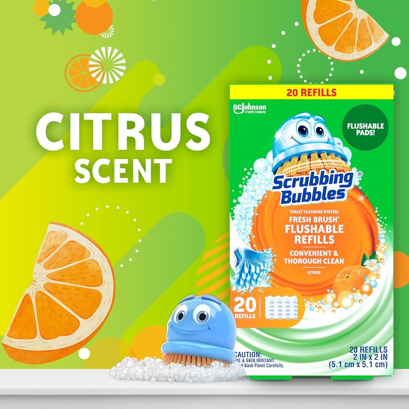 Scrubbing Bubbles Flushable Toilet Bowl Wand Cleaner Refills, Fresh Brush