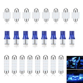 Bawkars 24 PCS Car Led Lights Interior, Dome Light LED Car Bulb Kit Set T10 31 mm 42 mm, Festoon Bulbs Interior Replacement Car Map Door Courtesy License Plate Light (Blue)