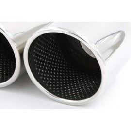 RP Remarkable Power, Fit for 2.5 Inch Inlet 2x3.5" Outlet 10" Overall Length Stainless Steel Weld-On Dual Round Angle Exhaust Tip Tailpipe Duo Layer 2.5"X(3.5"X2) X10" EXT40