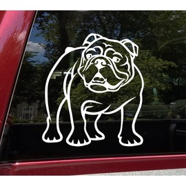 Minglewood Trading White - Bulldog Vinyl Decal V3- Olde English Bulldogge Bully Dog Puppy - Die Cut Sticker - 8w x 7.25h