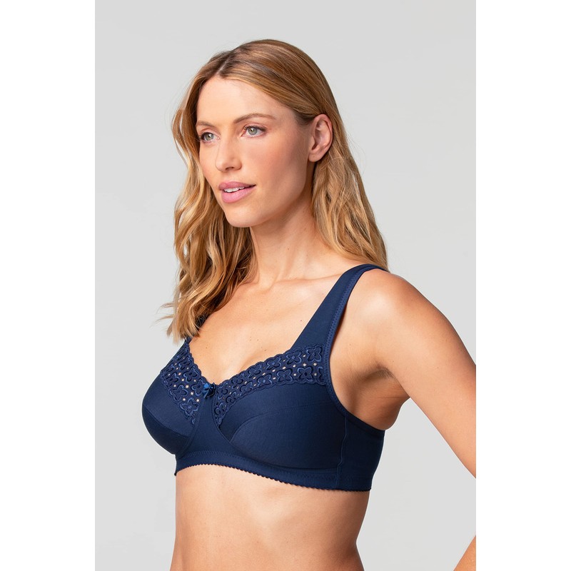 Miss Mary of Sweden Broderie Anglaise Non-Wired Bra - darkblue,