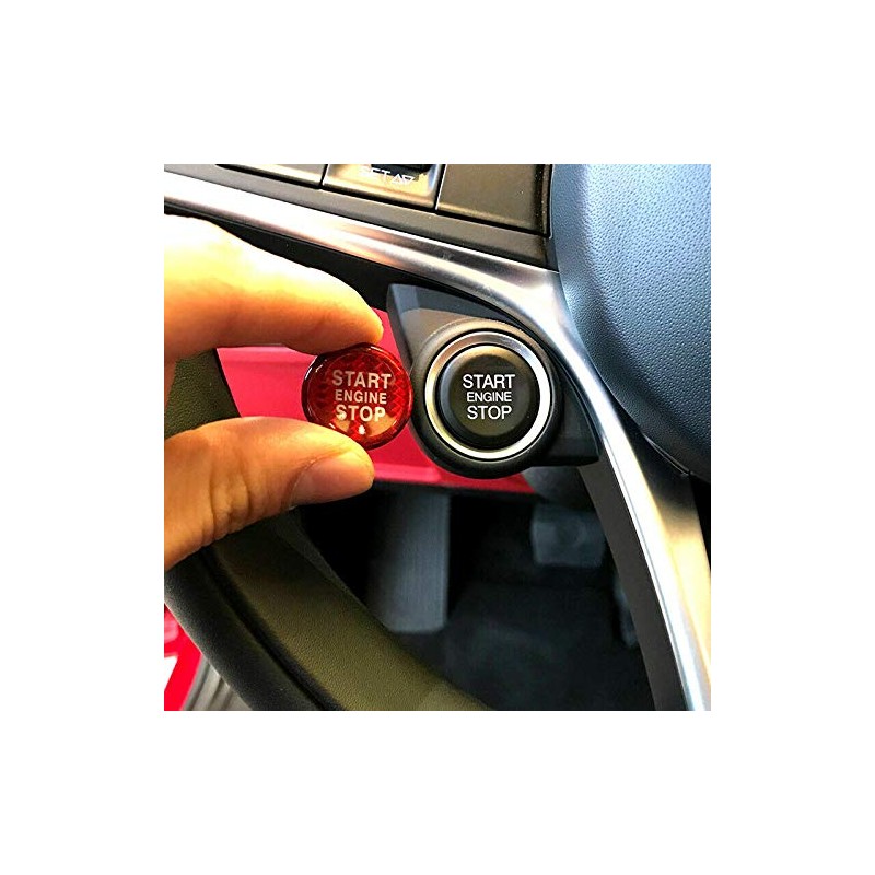 Red Real Carbon Fiber Start Stop Engine Button Cover for