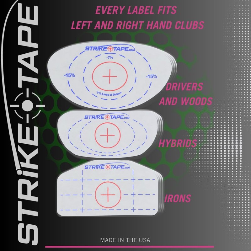 STRIKEPRO Strike-Tape Golf Club Impact Labels. Universal Club face Stickers,