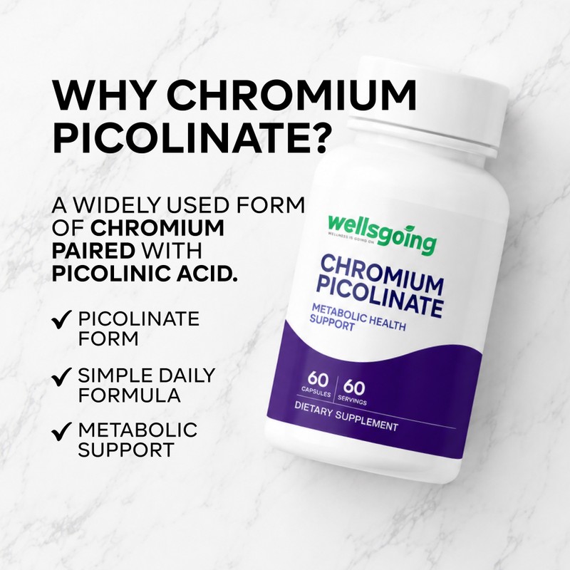 Wellsgoing Chromium Picolinate 200 mcg – Metabolic Support Supplement –
