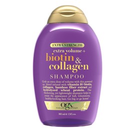OGX, Shampoo Volumen y Fuerza Extra de Biotina y Colágeno, 385 ml