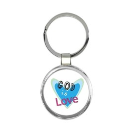 Heart God is Love : Gift Round Keychain Christian Evangelical Catholic Religious