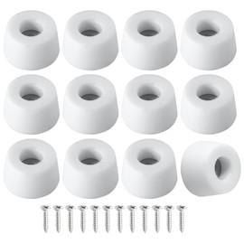LifCratms 12 Pcs Cutting Board Feet, Round Non Slip White Rubber Feet Bumpers Pads with Stainless Steel Screws for Furniture Chair Cabinet Electronics, 0.65" x 1.1" (H x D)