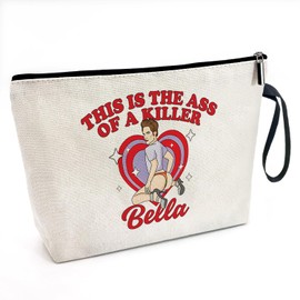 Cusrtyh This is the Axx of a Killer Bella Funny Canvas Zipper Makeup Bag, Travel Accessories Storage Toiletries Bag, Twilight Fan Vampire Romance Fan Cosmetic Bag, Gifts for Men Women Friend Bestie