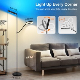 Floor Lamp for Living Room with 3 Color Temperatures,Super Bright Dimmable LED Lamps, Touch with Remote Push Button, Adjustable Gooseneck Reading Floor Lamp for Bedroom Office