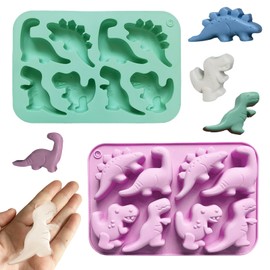2Pcs Silicone Dinosaur Molds - Chicken Nugget, Popsicle & Chocolate Candy Maker -Non-Stick, Suitable for Children's Snacks, Parties, and Creative Cooking Dinosaur Molds（2 Colors） ﻿