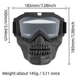 Wokyo Motorcycle Goggles Mask Windproof Motorcycle Helmet Riding Goggles Anti-Fog Protective Goggles with Removable Face Mask Motorcycle Motocross Mask (Transparent)