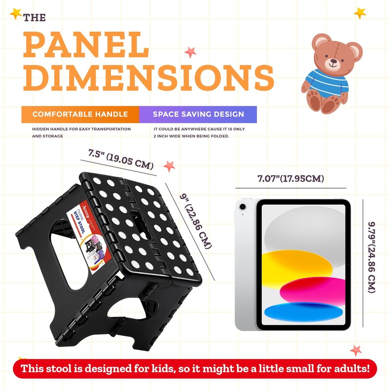 ACSTEP Folding Step Stool Foldable Stool 7.5 Inch Height Kids