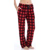 PajamaMania Women's Fleece Pajama Pants with Satin Drawstring, Red and