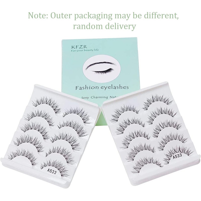 KFZR 5 Pairs Natural Look False Eyelashes Handmade Soft 3D