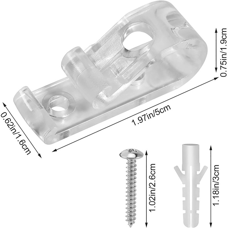 Gocelyn Curtain Clear P Clip Hooks with Screws, Roller Shade