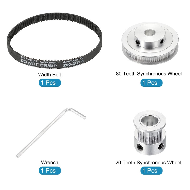 sourcing map Timing Belt Pulley 20 & 80 Teeth 8