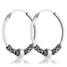 NKlaus Pair of Bali Creole Earrings 22 mm 925 Sterling Silver Medieval Gothic Earrings 1791, Sterling Silver