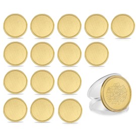 15PCS Blank Challenge Coins for Laser Engraving, 40mm Diameter Alloy Blank Metal Coins with Acrylic Protection Box for Travel Birthday Commemorative Collection Supplies Stamping DIY Crafts (Golden)