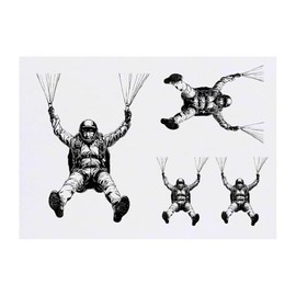 Azeeda 4 x 'Mann beim Fallschirmspringen' Temporäre Tattoos - Wasserfest, Hautfreundlich & Ungiftig · Transfers in Verschiedenen Größen (TO00076852)