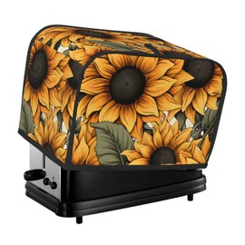 JXDXHCW Sunflower Pattern 2 Slice Toaster Cover Wide Slot Dustproof Bread Maker Cover Fingerprint Protection Kitchen Appliance Cover Toaster Bag