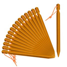 Aluminium Tent Stakes Heavy Duty Outdoor Ground Peg Lightweight Durable and Safe Metal Camping Pegs Set of 16PCS Orange