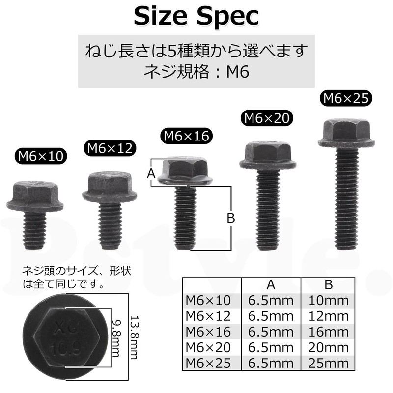 Pstyle. PST-149 M6 Hex Bolt Flange Full Thread Alloy Steel