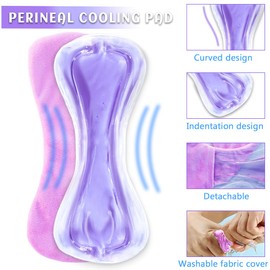 Postpartum Perineal Ice Pack, Essential Hot and Cold Pads for Postpartum, Perineal Cooling Pads, Reusable, for Hemorrhoids and Perineal Discomfort After Childbirth, 2 Ice Packs and 2 Covers (Purple)