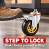 4 Inch Rubber Swivel Caster with Brake, M12 x 30