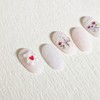 Heart Bear Handmade Nail Tips - Almond Midi / 하트베어