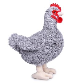 Tiny Heart Luhua Chicken Plush Toy, Cute Simulation 35 cm / 13.7 inches, Luhua Chicken Plush Animal Series, Realistic Stuffed Toy, Soft Pastoral Style, Grey Reed Chicken Toy, Suitable for Boys and