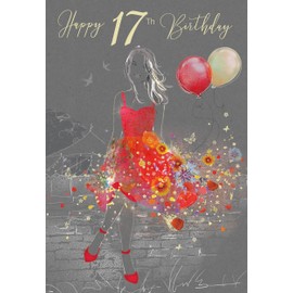 Girl's Teenager Female Milestone Age 17 Birthday Greeting Card - from the Gorgeous Grace Range - Glitter & Foil Finished (17th)