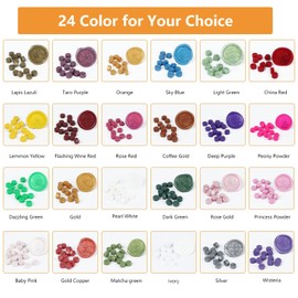 Nicetage Wax Seal Stamp Kit with Gift Box 650 Pcs Wax Seal Kit 24 Colors Wax Seal Beads with 2 Wax Seal Stamps & Spoons, Envelope Sealer, Gift Wrapping, Valentine's Day Gifts for Women