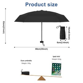 ZHSDUEWN Mini Umbrella, Compact Umbrella Windproof Strong Small Umbrellas for Women Handbag Size, Travel Pocket Umbrella 6 Ribs UV Folding Umbrella, Sun Umbrella with Capsule Case