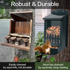 TreeGun Squirrel Feeder for Hanging Outside Tree，Mini Chipmunk Outdoors Squirrel Picnic Bench Feeders Table，Funny Metal House Boxes，Stronger Than Wooden Structure